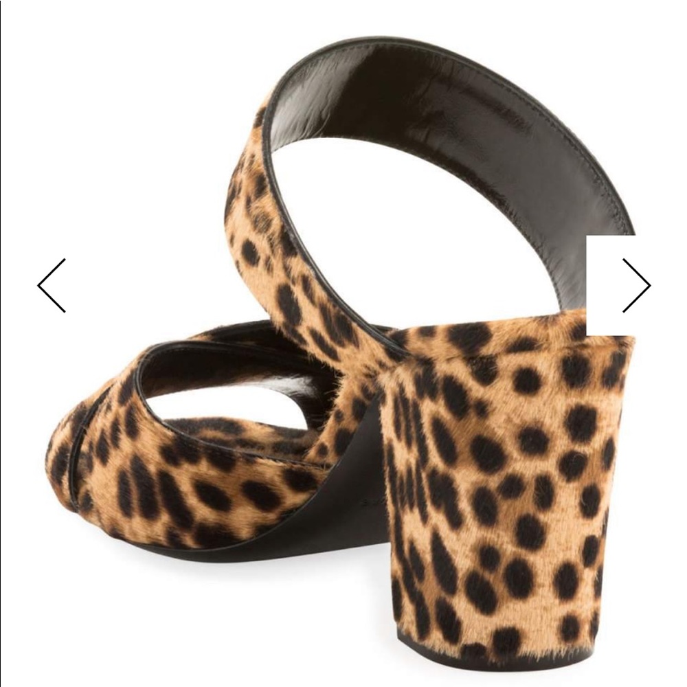 Saint Laurent Oak Printed Calf Hair Slide Sandals - Picture 3 of 4